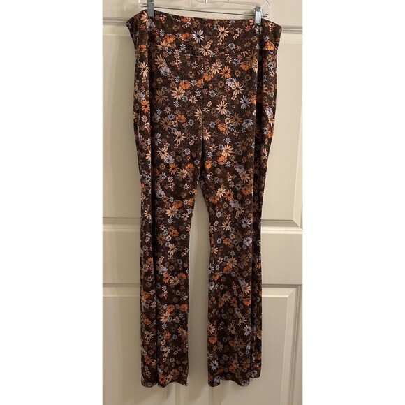 Derek Heart Flared Leggings Womens Size 2X Multicolor Daisy Y2K Hippie - Picture 1 of 3